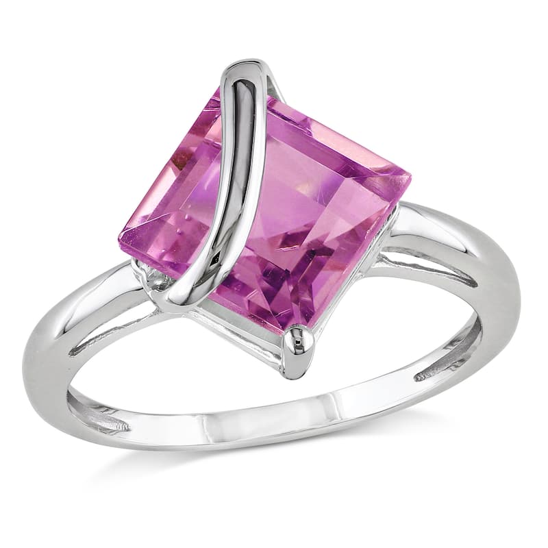 Miadora 3 1/4ct TGW Pink Sapphire Solitaire Ring in Sterling Silver