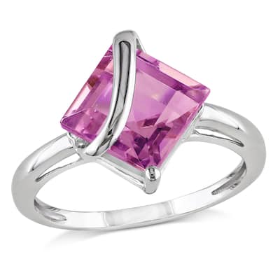 Miadora 3 1/4ct TGW Pink Sapphire Solitaire Ring in Sterling Silver