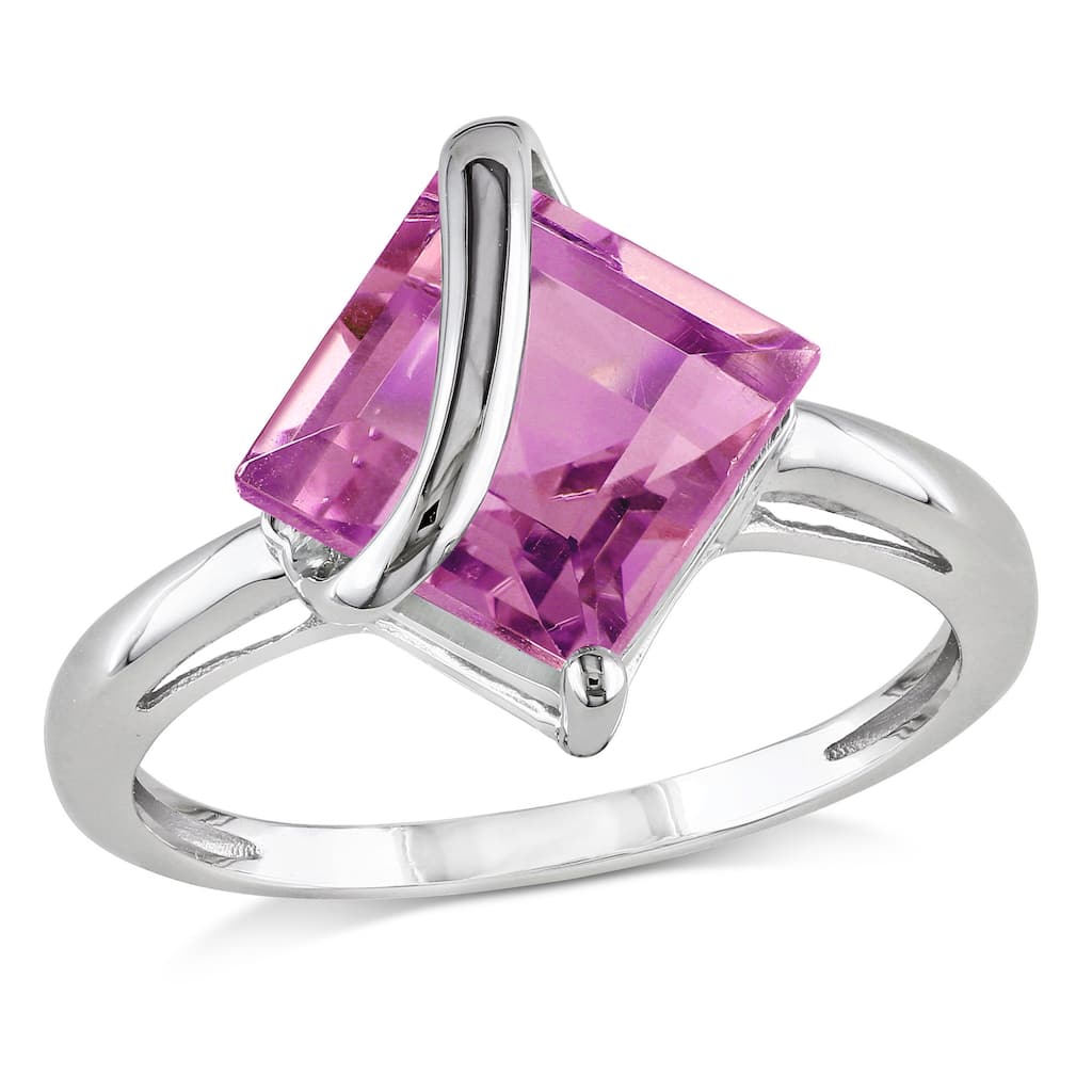 Miadora 3 1/4ct TGW Pink Sapphire Solitaire Ring in Sterling Silver
