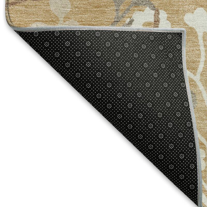 Machine Washable Indoor/ Outdoor Floral Border Chantille Rug