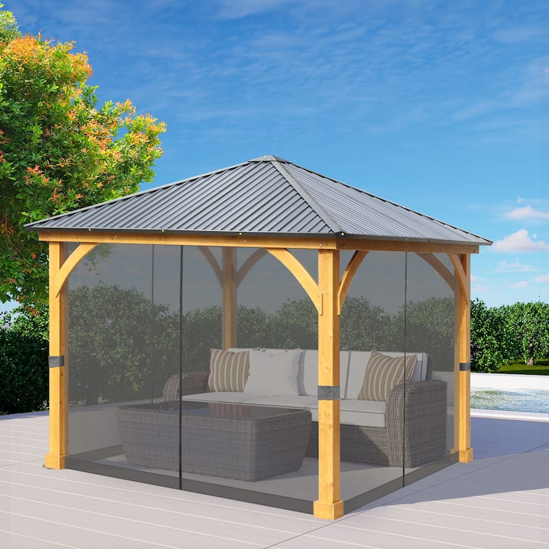 Aoodor 12'x12' Replacement Gazebo Mosquito Netting 4-Panel Sidewalls