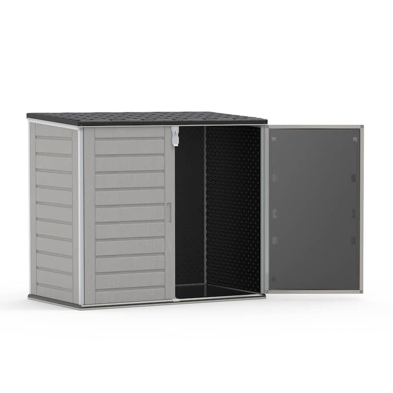 4.6 ft. W x 2.7 ft. D Horizontal Outdoor Plastic Storage Shed, Trash Can Storage Cabinet with 3-Doors