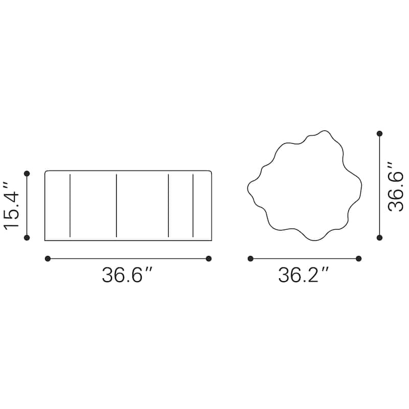 Coffee Table - 36.6" W x 36.2" D x 15.4" H