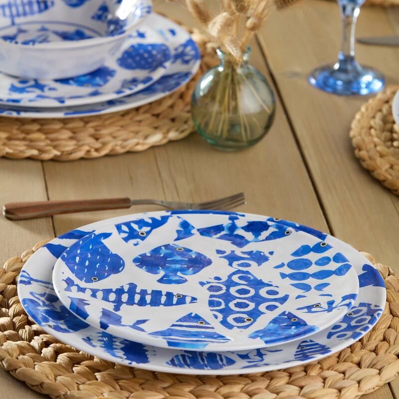 Certified International Fish Tale Melamine 9" Salad /Dessert Plates, Set of 6 - 9.00"L x 9.00"W x 0.50"H