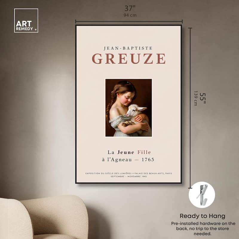 Girl and Her Lamb Canvas by Art Remedy