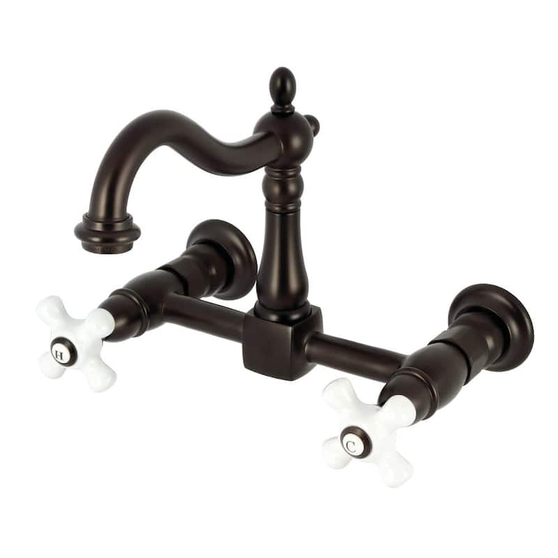 Kingston Brass KS126.PX Heritage 1.8 GPM Wall Mounted Bridge Kitchen