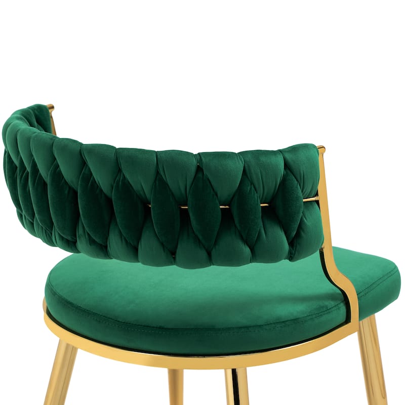 Set of 2 Velvet Dining Chair with Golden Metal Legs