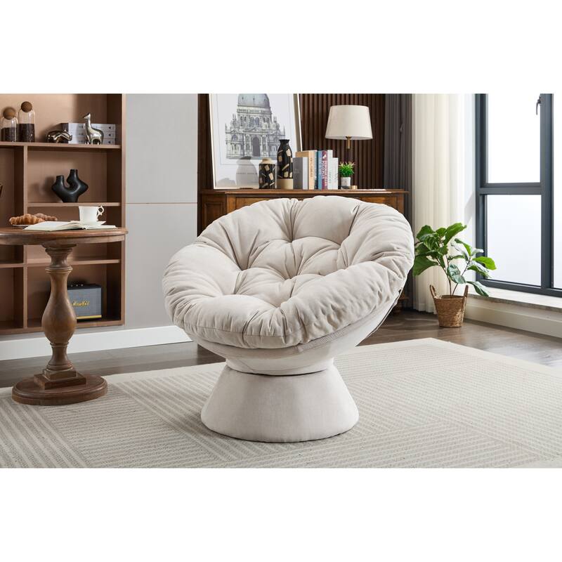 Oversized Swivel Accent Chair, 360-Degree Swivel Barrel Chair, Papasan Chair for Living Room and Bedroom Comfort