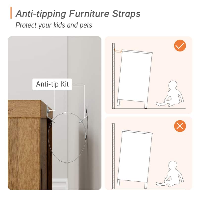 2 Drawer Nightstands with Charging Station for Bedroom