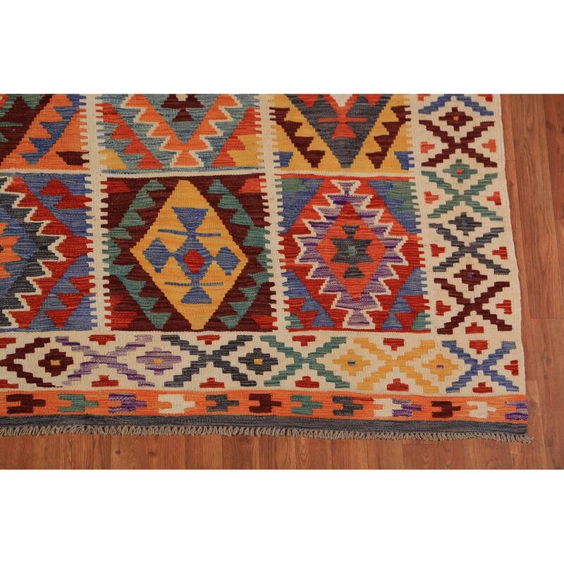 Kilim Oriental Area Rug Flatweave Reversible Multi-Color Wool Carpet - 8'0"x 11'6"