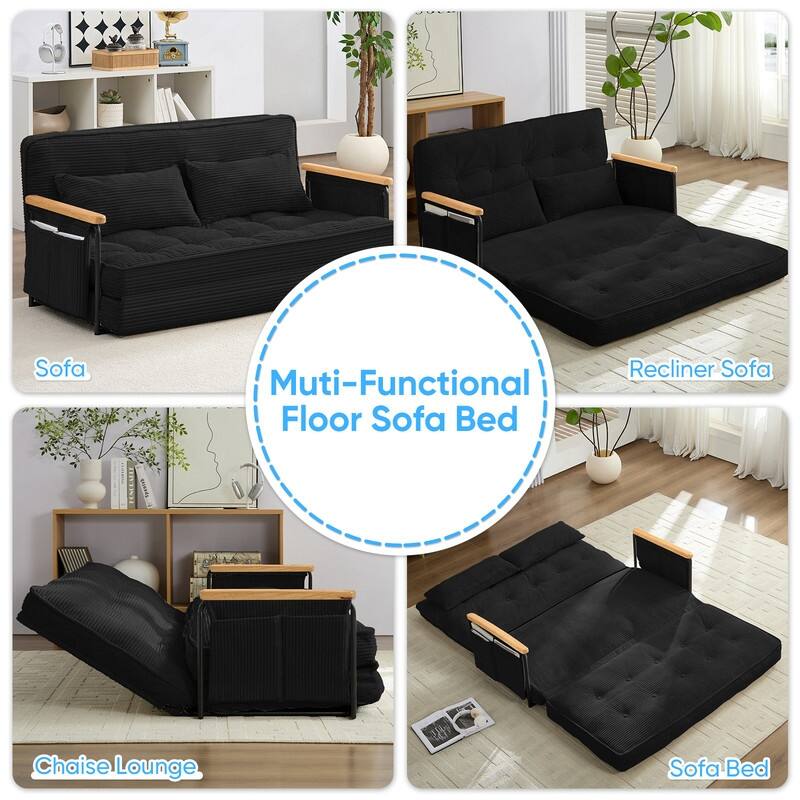 Mixoy Muti-Functional Folding Floor Sofa Bed,3-Seater,2-Seater,1-Seater Lazy Futon Sofa with 6 Position Adjustable Backrest