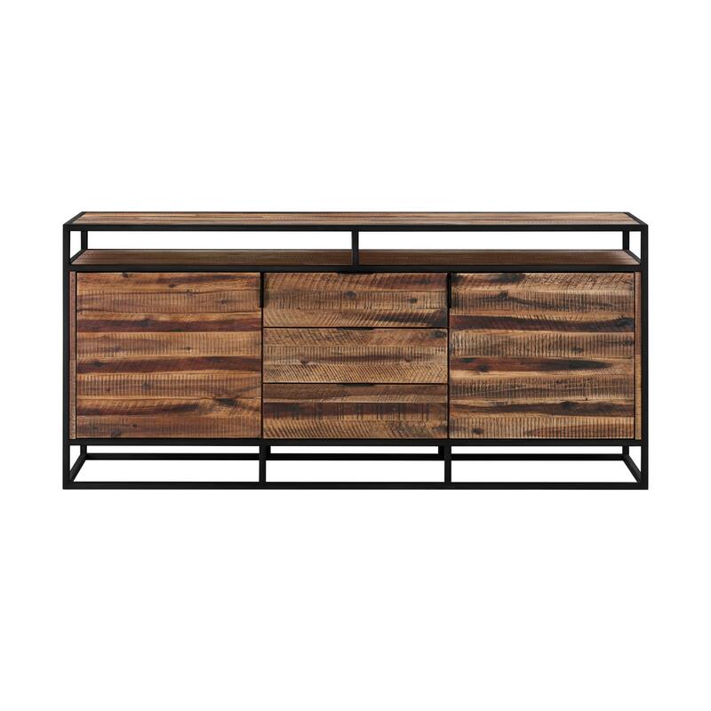 Ludgate 66" Modern Farmhouse Solid Acacia Wood 3 Drawer Sideboard Buffet Storage Cabinet