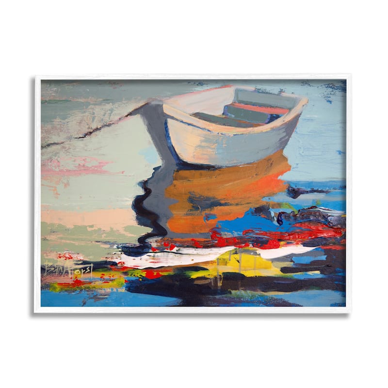 Stupell Simple Rowboat Reflection in Abstract Lake Water Framed Wall Art - Multi-Color