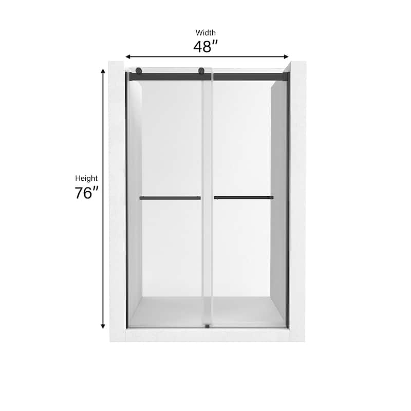 CASAINC 48"/60"W x 76"H Double Sliding Frameless Shower Door with Clear Glass