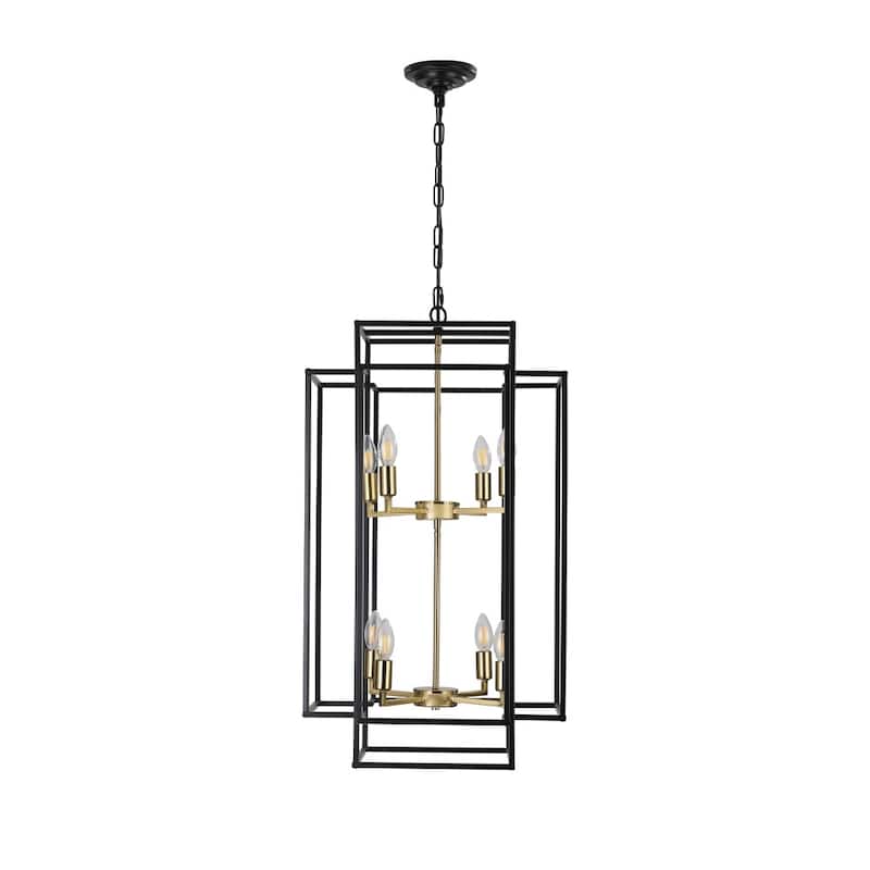 Modern 8-light Geometric Pendant Chandelier with Metal Frame