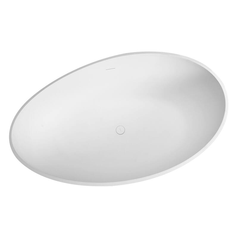 63 in. x 37.4 in. Solid Surface Freestanding Flatbottom Soaking Bathtub