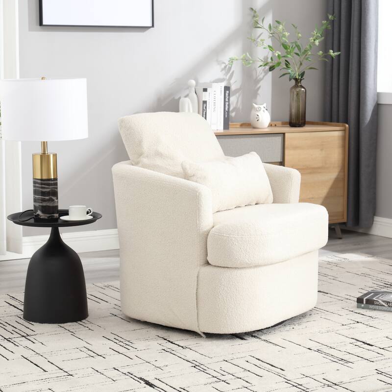 Swivel Barrel Chair, Comfy Round Accent Sofa Chair for Living Room, 360 Degree Swivel Barrel Club Chair, Leisure Arm Chair