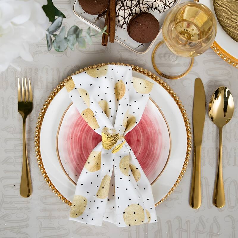 12pcs Gold Leaf Napkin Rings Set