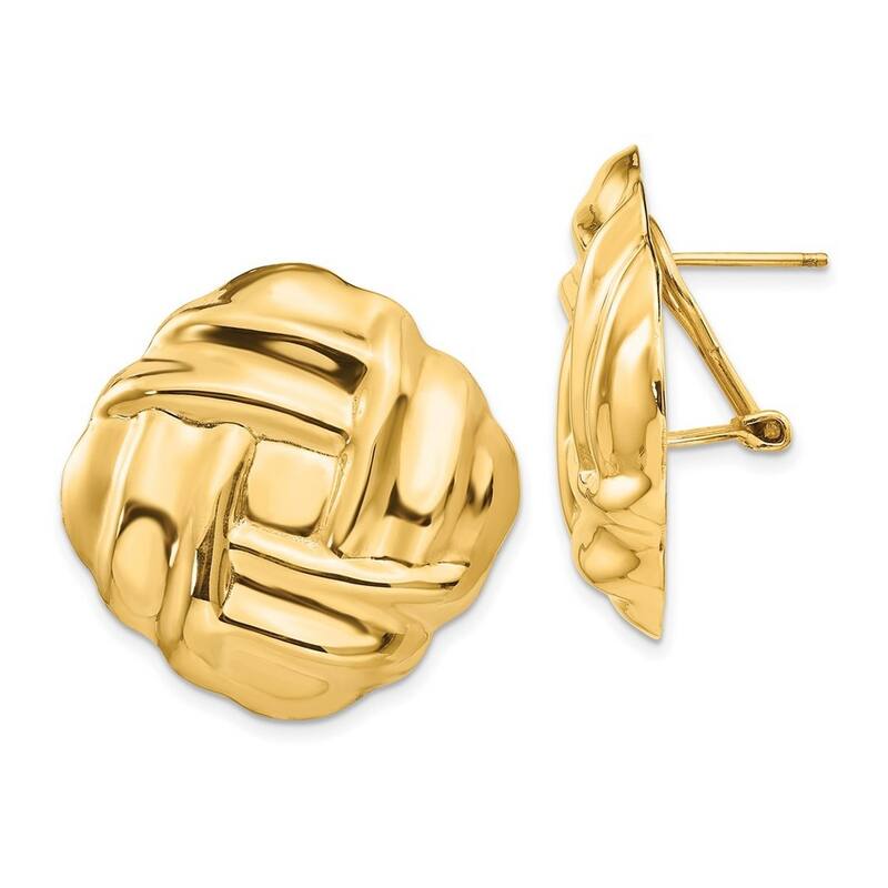 Curata 14k Yellow Gold Polished Fancy Omega Back Post Earrings - 27x27mm