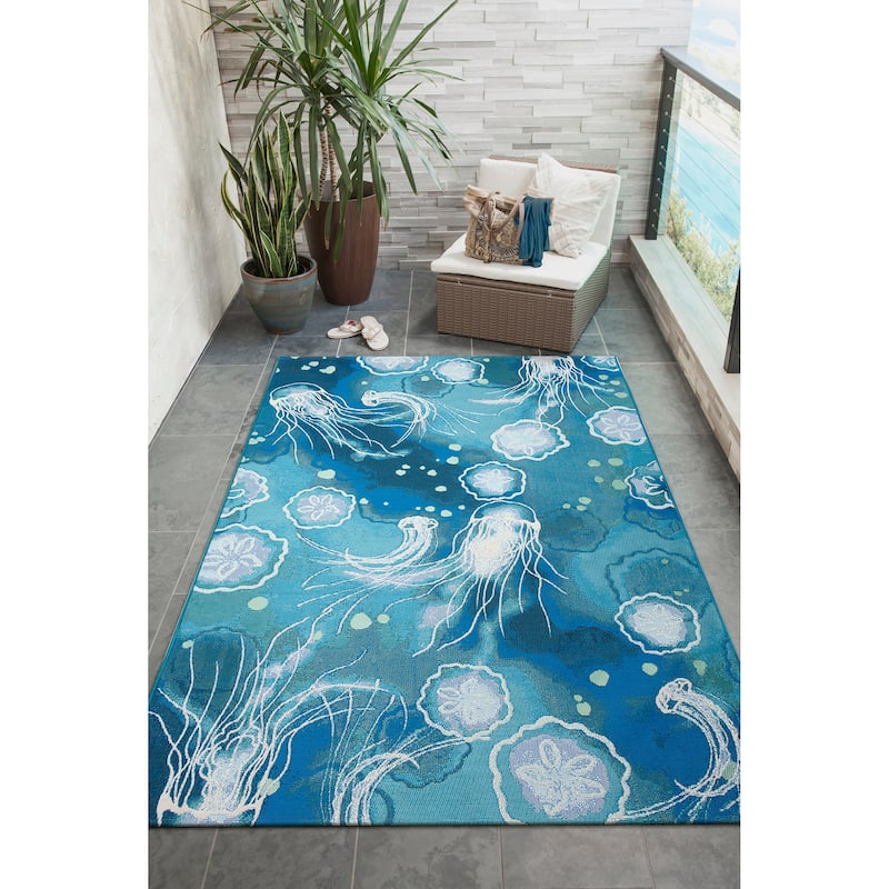 Liora Manne Marina Jelly Fish Indoor/Outdoor Rug - 3'3" x 4'11" - Bloom