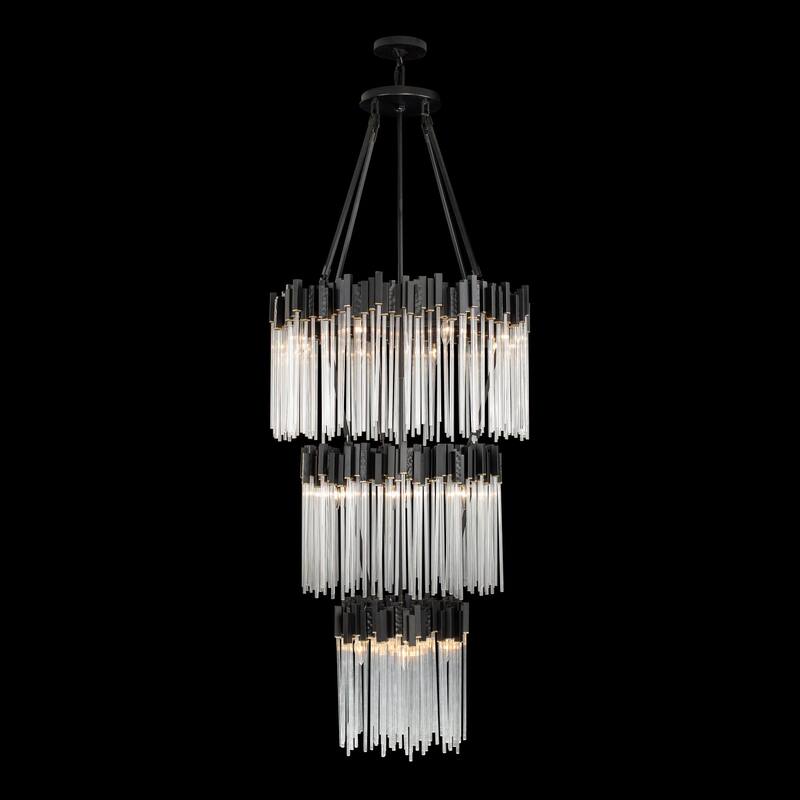 Varaluz Matrix 18-Light 3-Tier Chandelier - Matte Black/French Gold