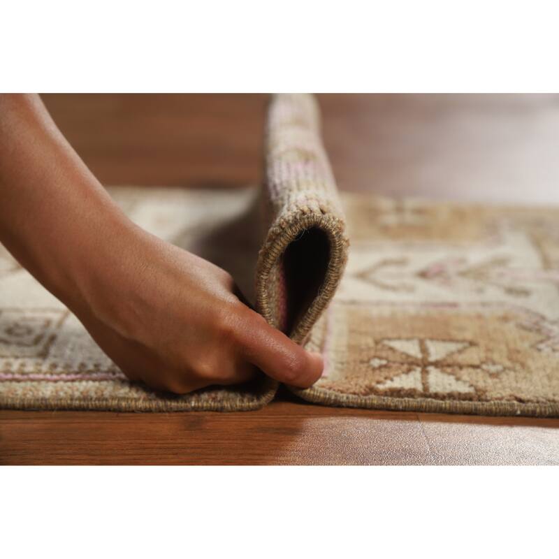 Tribal Anatolian Oriental Foyer Rug Handmade Geometric Wool Carpet - 1'6" x 3'1"