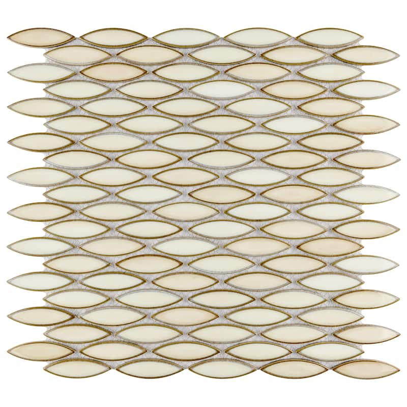 Merola Tile Pescado Glossy Crema 12" x 12-1/2" Porcelain Floor and Wall Tile