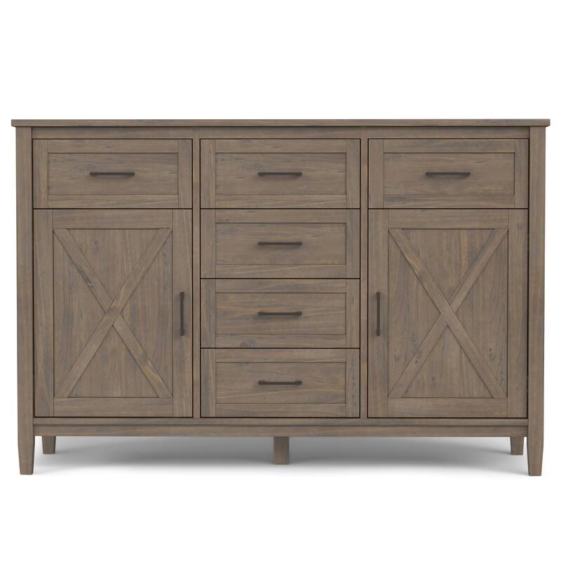 WYNDENHALL Cantina SOLID WOOD 54 inch Wide Rectangle Transitional Sideboard in Smoky Brown - 18" d x 54" w x 36" h