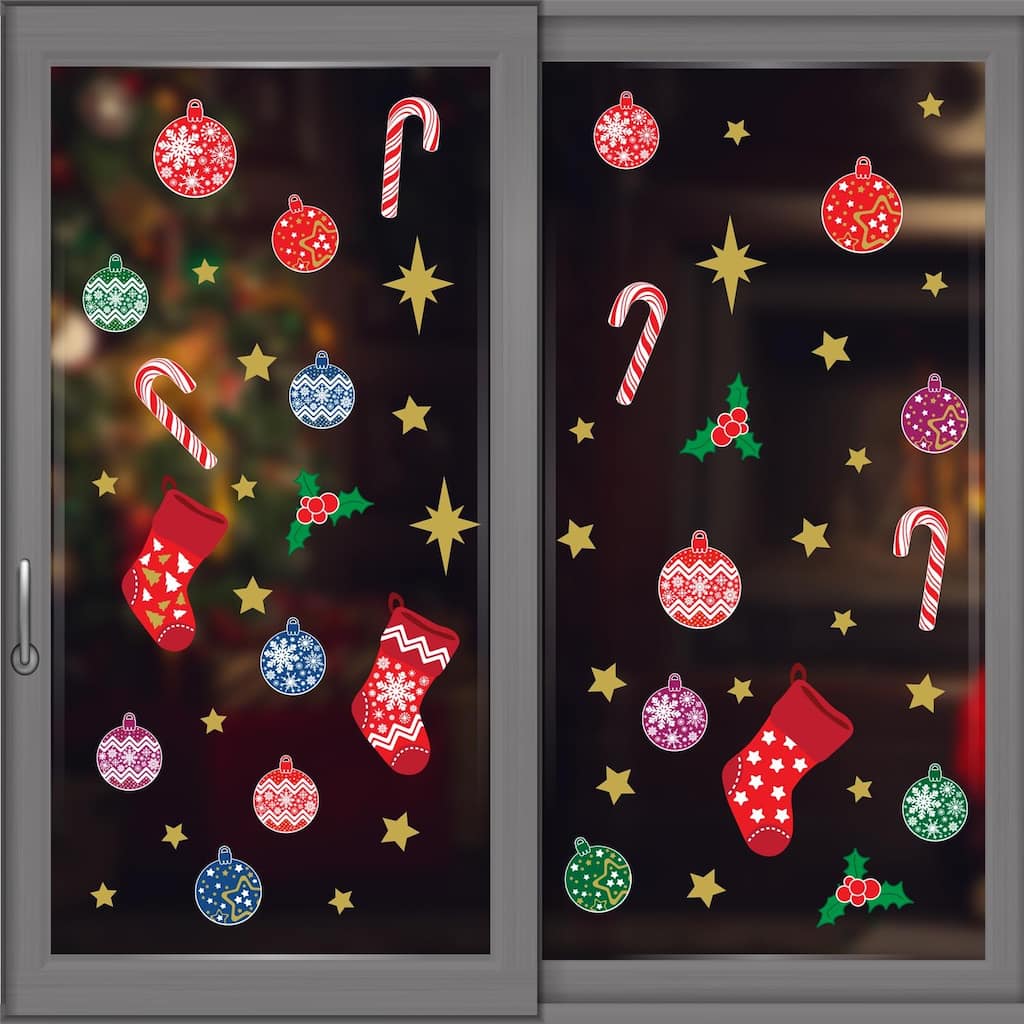 WALPLUS Merry Christmas Window Clings Window Decoration Double Sided Reusable Removable Electrostatics PVC