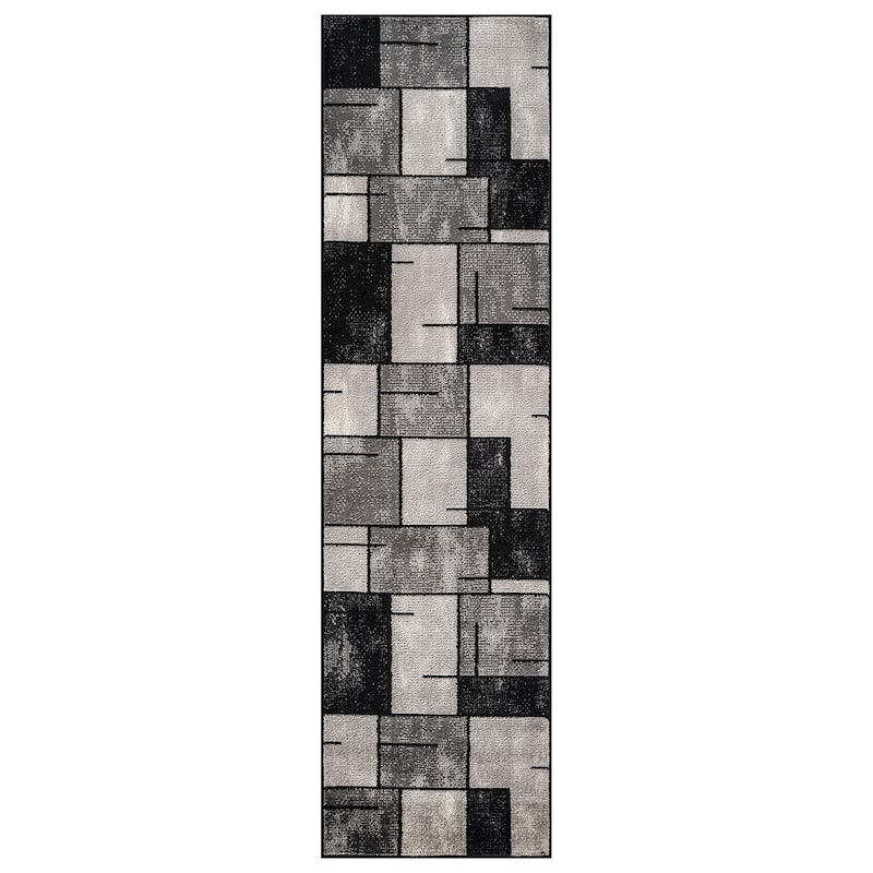 Modern Linear Area Rug for Living Room, Bedroom, or Entryway - Low Pile Indoor Rug
