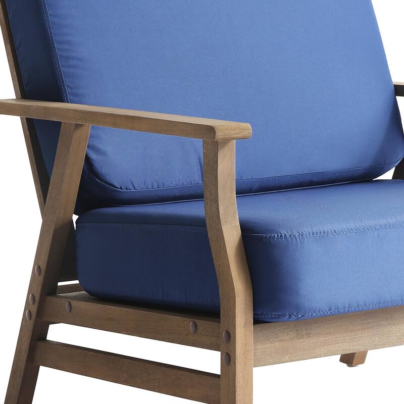 Jamie 2 Set 31" W Outdoor Acacia Wood Club Chairs with Cushions