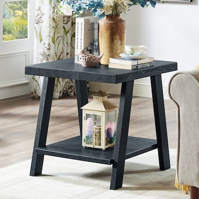 Athens Contemporary Replicated Wood Shelf End Table