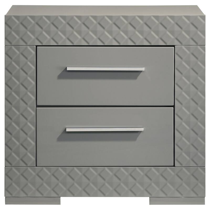 Grey High Gloss 2-Drawer Nightstand - Modern Italian Style