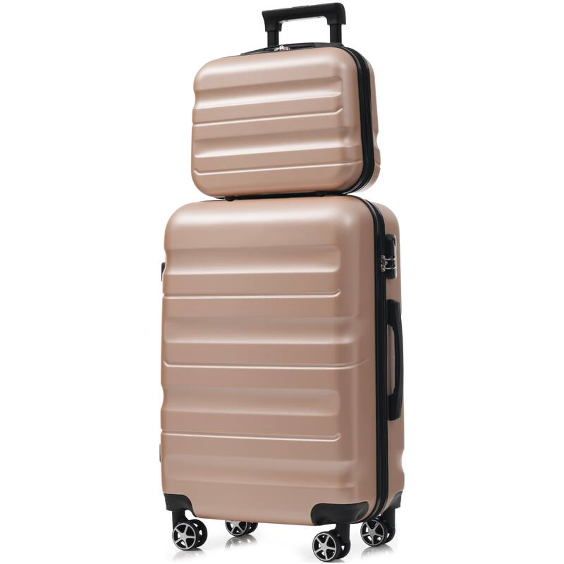 6-Piece Modern Hard-Shell Luggage, Lightweight Luggage with Spinner Wheels, for Boarding Travel, Champagne