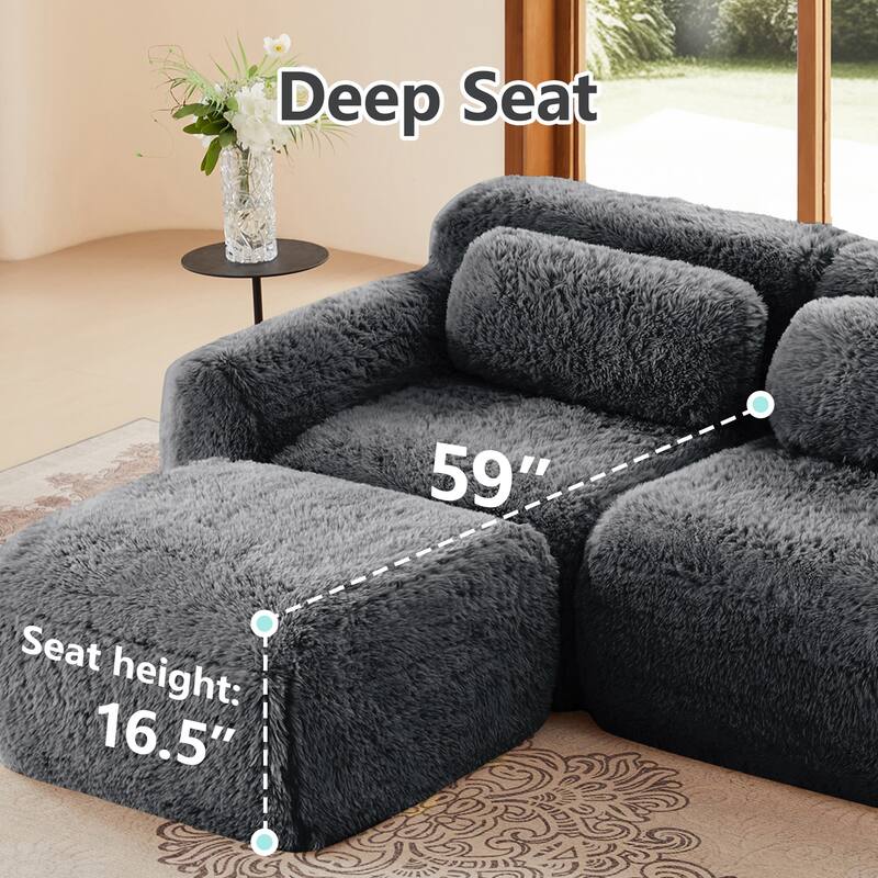 Anmytek Modern Comfortable U-Shaped Boneless Sofa - Free Combination, No Assembly Required, Full-Compression Vacuum Packed