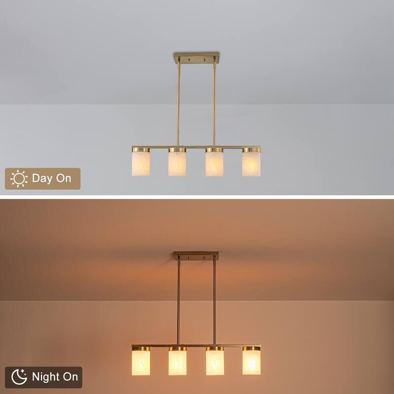 4-Light Faux Marble Glass Island Pendant Light Modern Kitchen - Dia.28.94-in