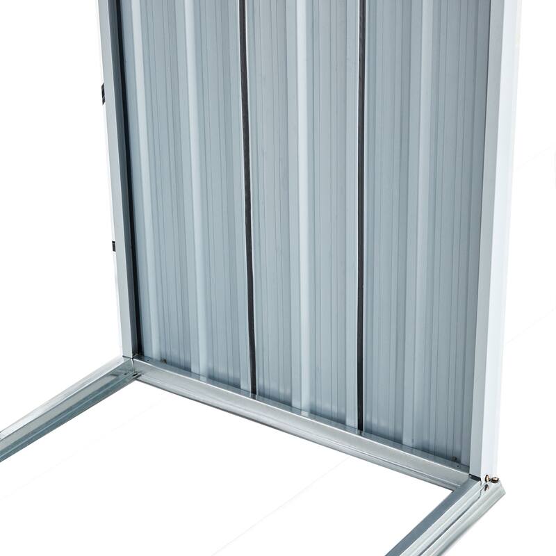130" Galvanized Steel Firewood Rack, Roofed Log Holder for Patio, Gray