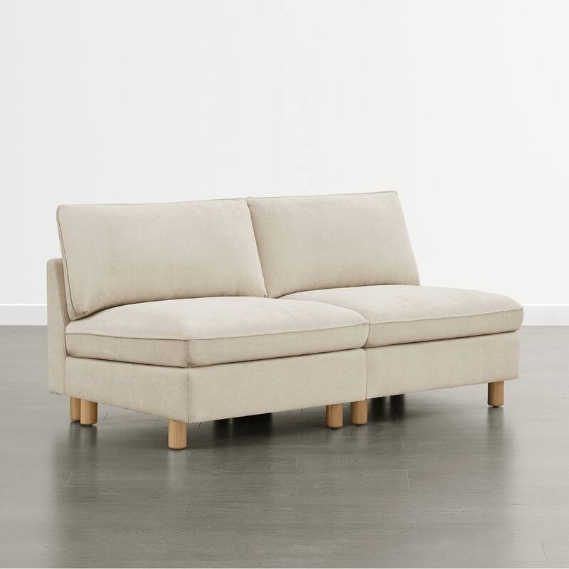 Spruce & Spring Modular Cloud Couch Sofa with Wood Legs for Living Room
