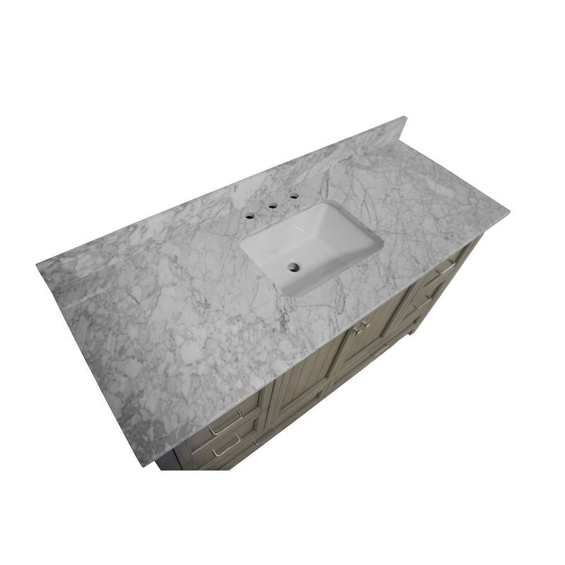 KitchenBathCollection Paige 60" Single Bathroom Vanity with Carrara Marble Top