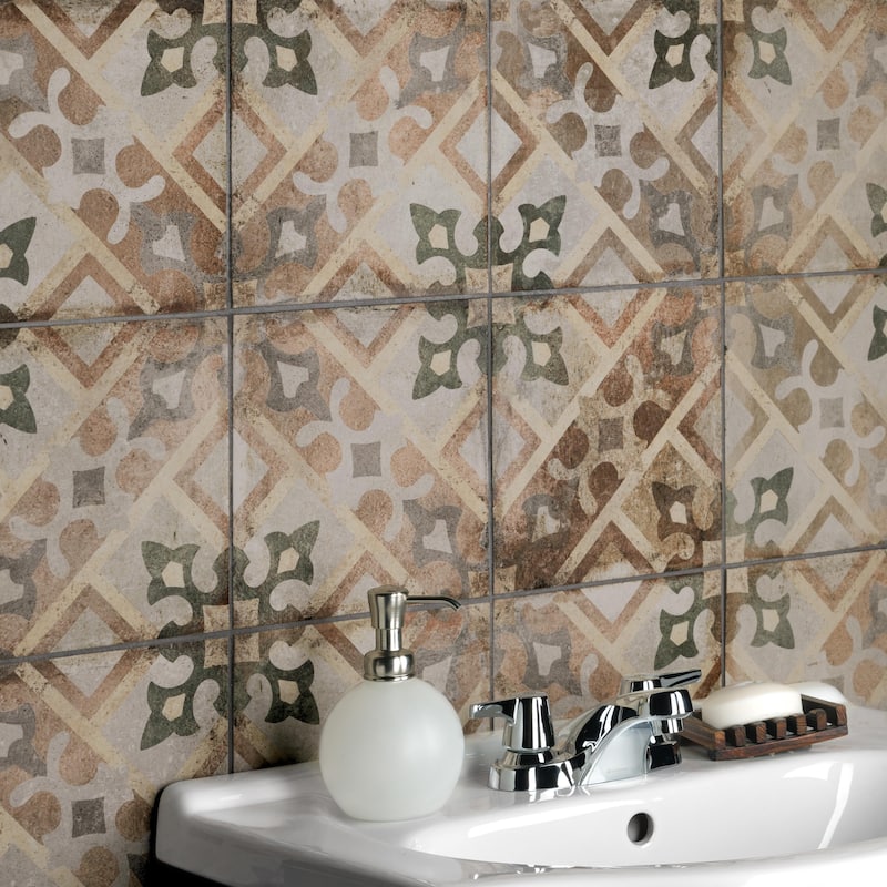 Merola Tile D'Anticatto Decor Laterza 8-3/4" x 8-3/4" Porcelain Floor and Wall Tile - Case (20 Tiles)