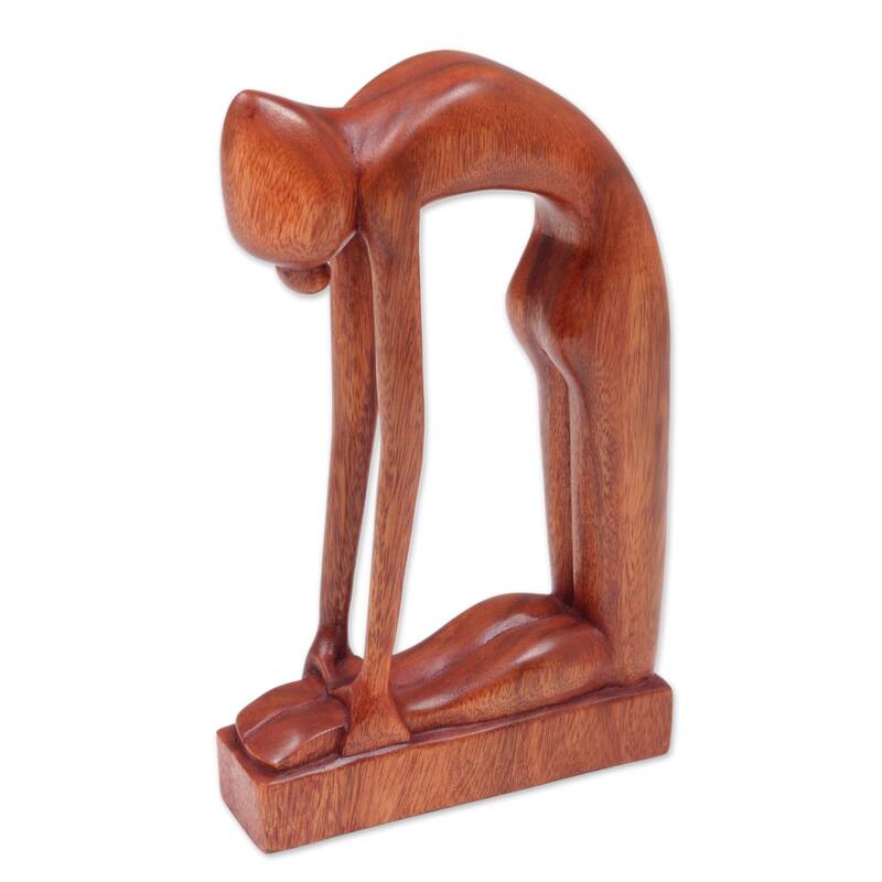Novica Handmade Camel Pose Wood Sculpture