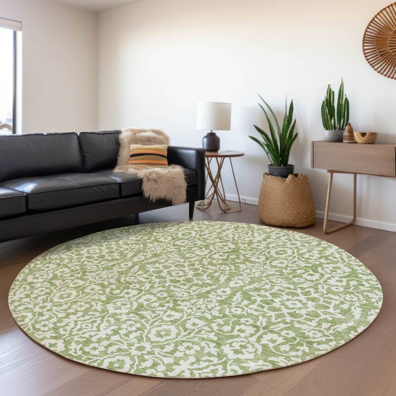 Premium Washable Super Soft Traditional Mekenzie Mayfield Rug - Green - 8' x 8'