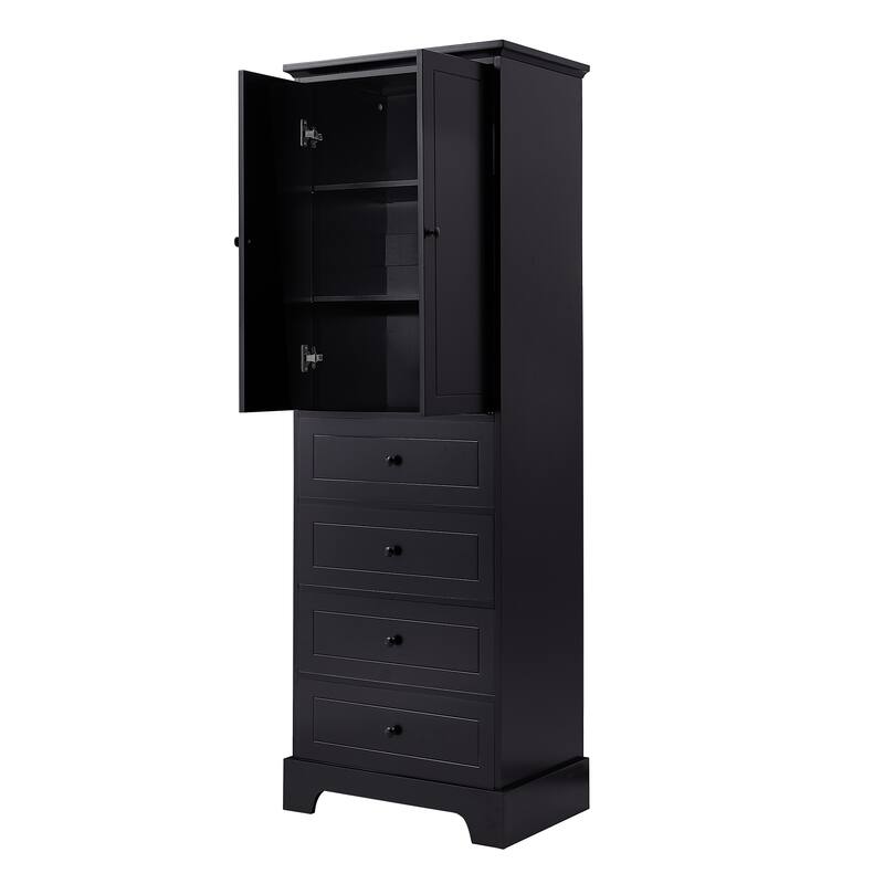 GDFStudio - Evelyn Tall Storage Cabinet with Drawers and Adjustable Shelving for Multi-Room Organization