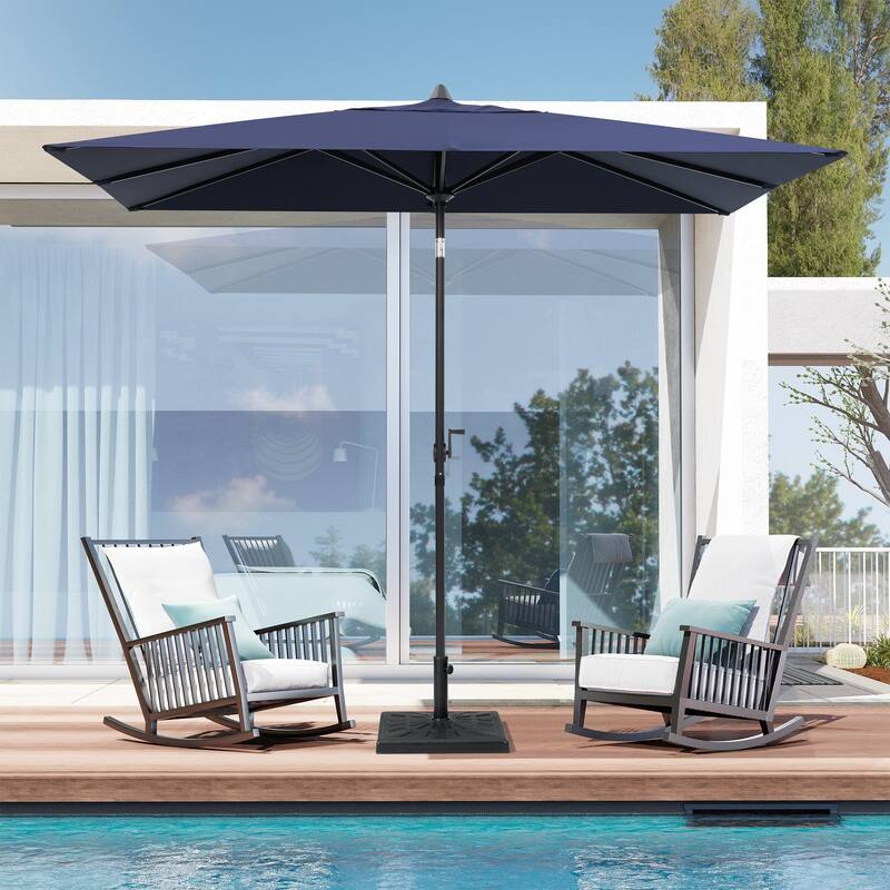 Crestlive Products 9 x 5 FT Patio Outdoor Rectangular Market Umbrella - Navy Blue, Upgraded item