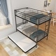 preview thumbnail 7 of 14, Black Twin over Twin Metal Bunk Bed Frame with Trundle, Fence, and Ladder