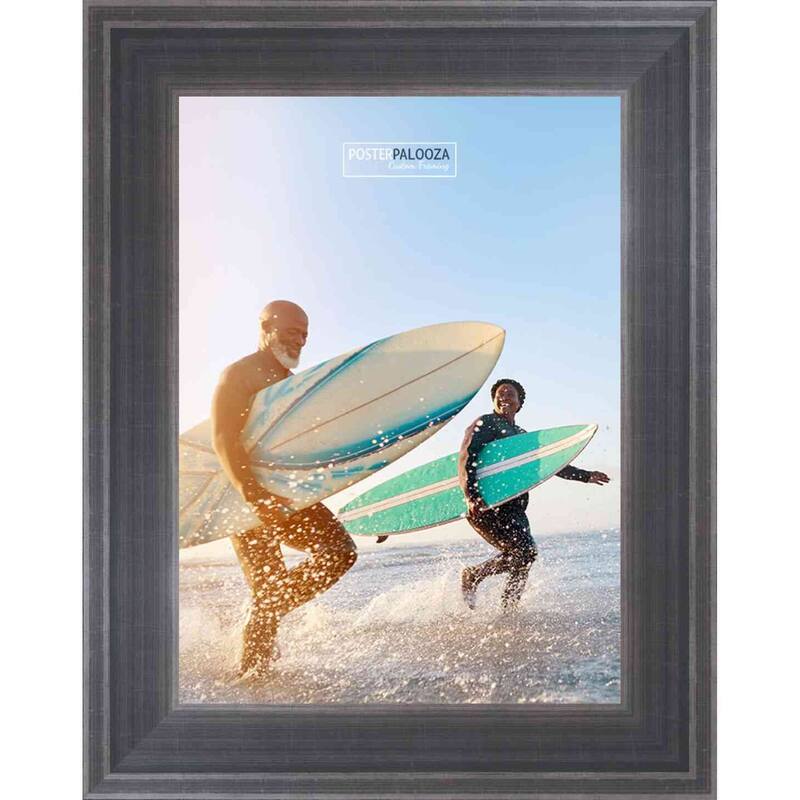 11x16 Contemporary Pewter Complete Wood Picture Frame with UV Acrylic, Foam Board Backing