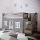 preview thumbnail 43 of 62, Max and Lily Twin Low Loft with Stairs and Curtains Clay with Grey/White Curtain