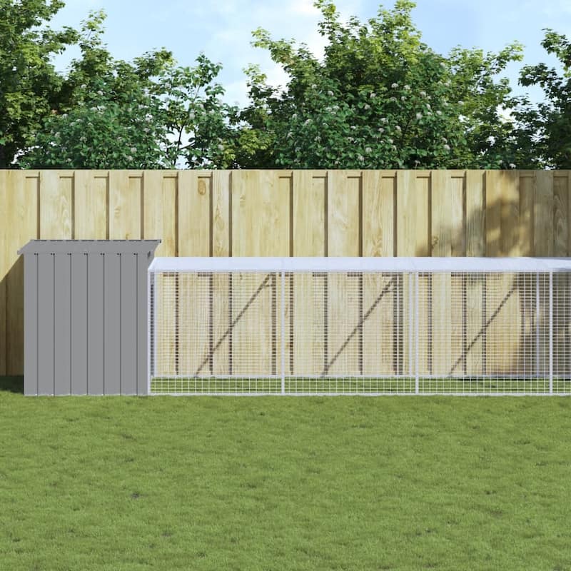 vidaXL Chicken Cage with Run Light Gray/Anthracite multisize Galvanized Steel