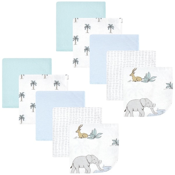 slide 1 of 1, Hudson Baby Infant Boy Flannel Cotton Washcloths, Boy Safari World 10-Pack, One Size - Boy Safari World 10-Pack - One Size One Size - Boy Safari World 10-Pack