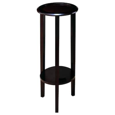 Kirk 1-shelf Round Wood Plant Stand Side Table Espresso